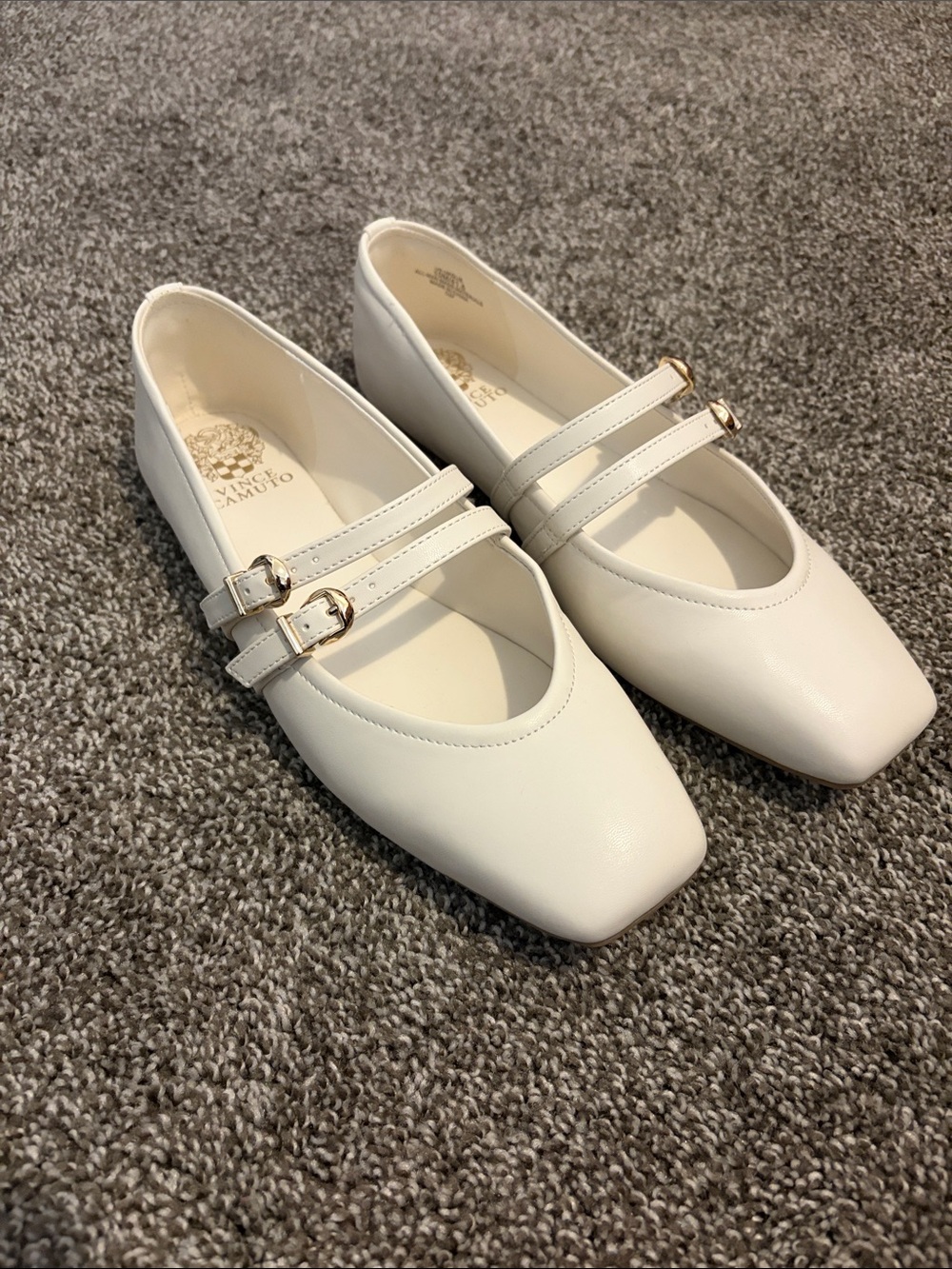 Vince Camuto Cream Double-Strap Mary Jane Flats